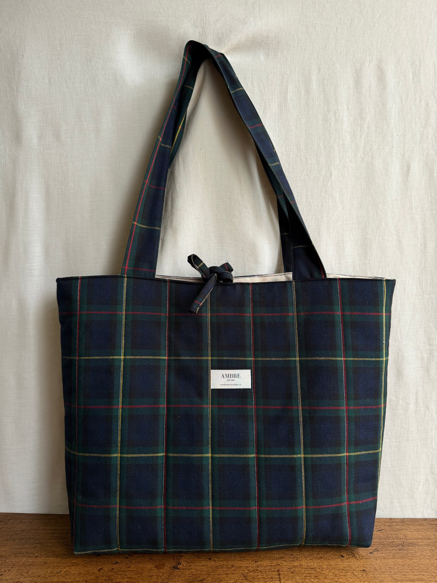 Tote bag à carreaux bleus