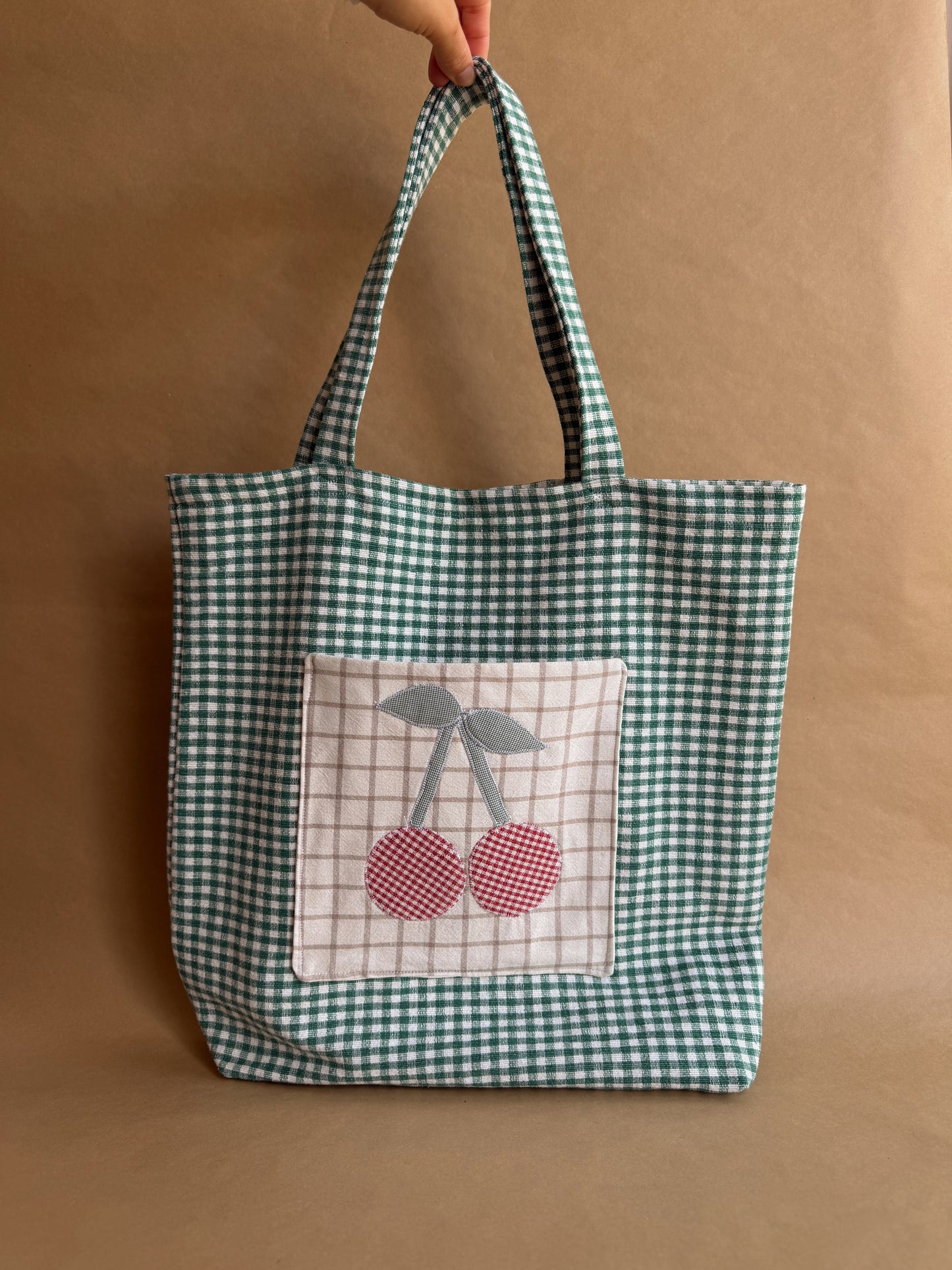 Tote bag cerises en coton épais
