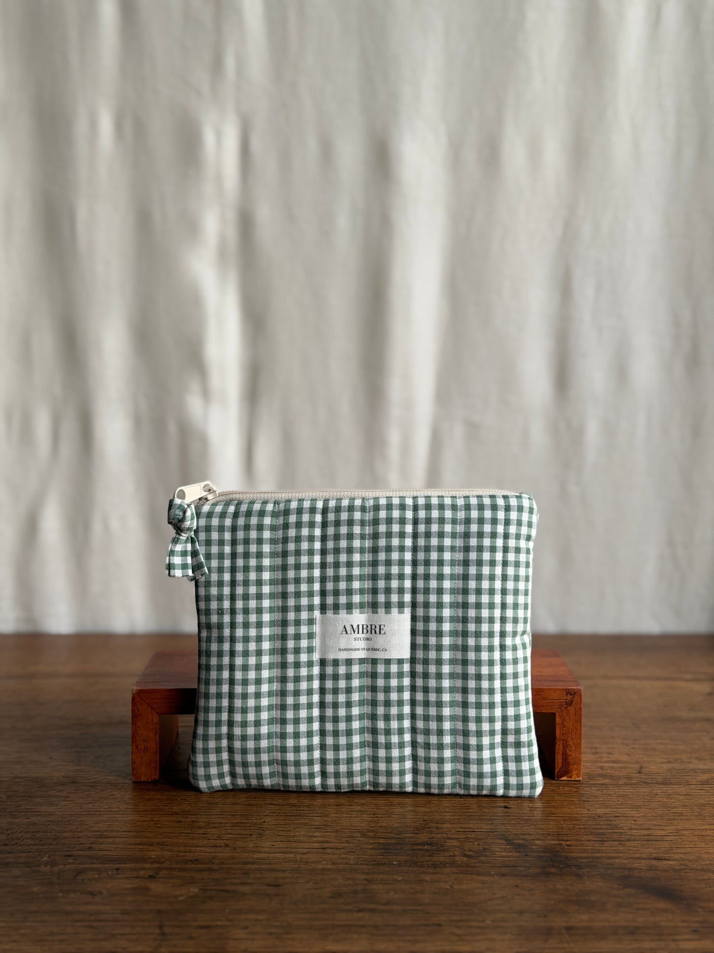 Pochette médium à carreaux vert