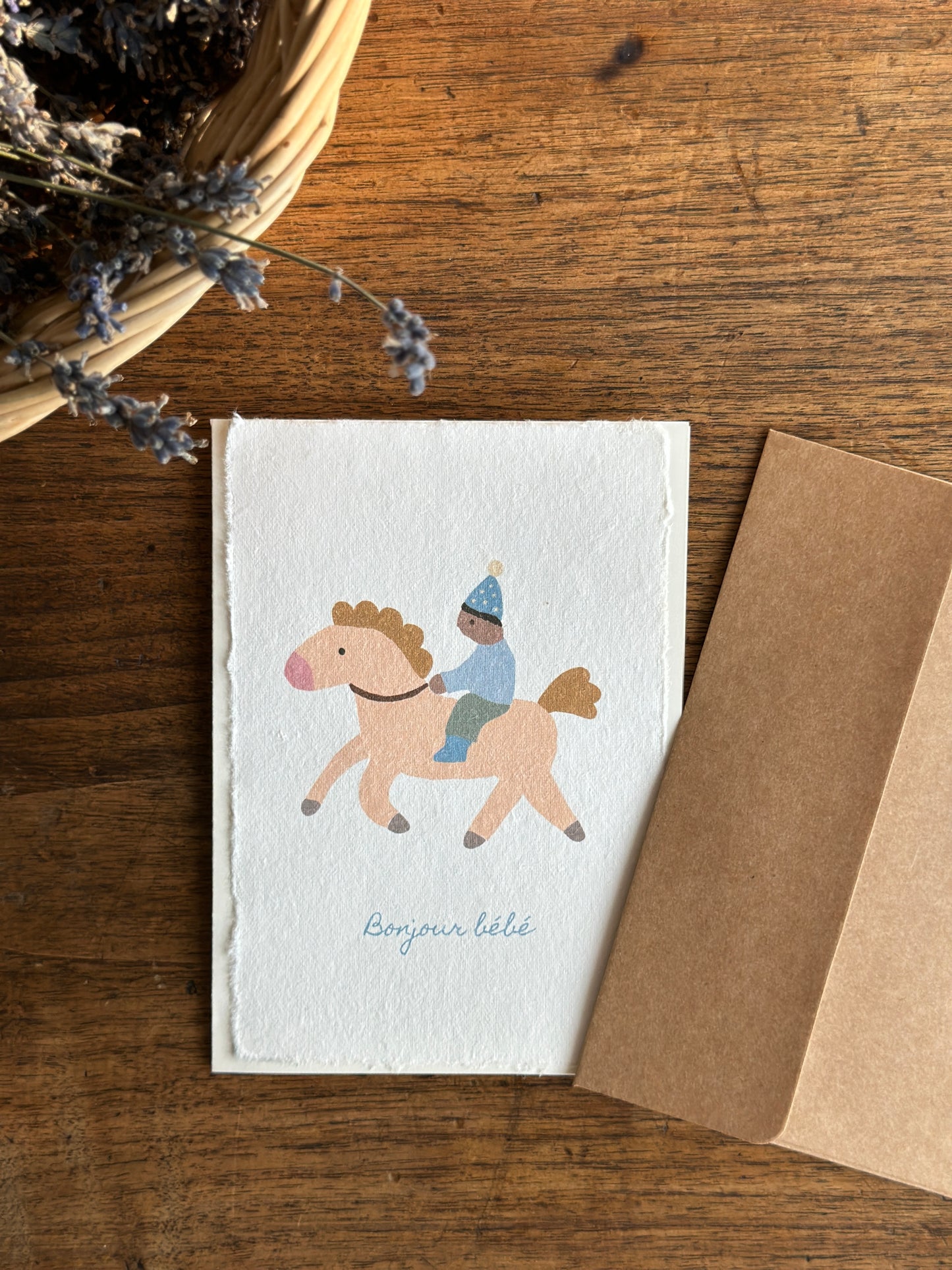 Carte de souhaits: « Bonjour bébé »