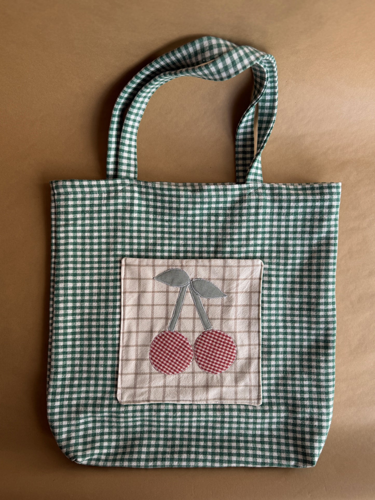 Tote bag cerises en coton épais