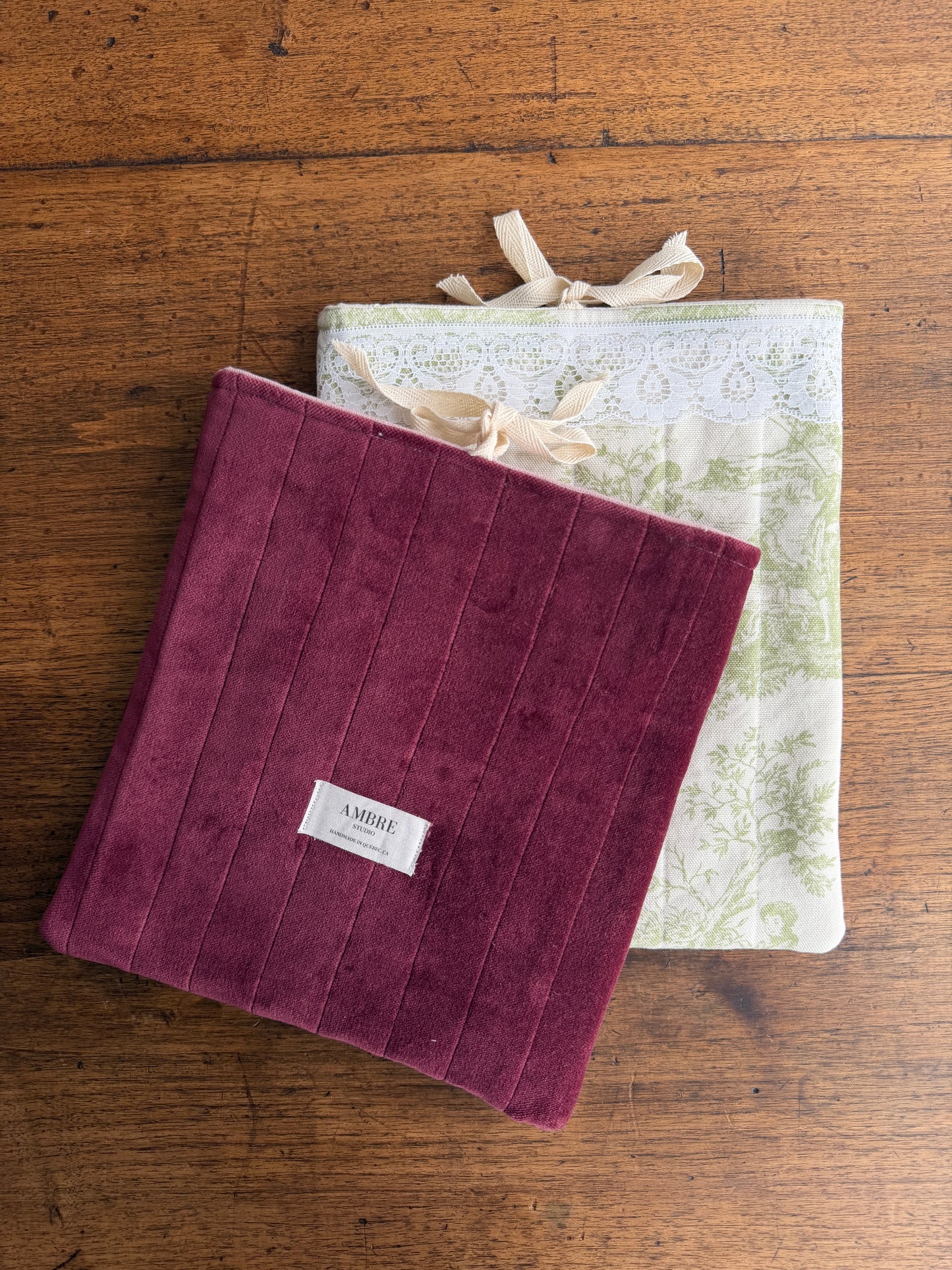 Pochette pour livres/ipad en velours rose