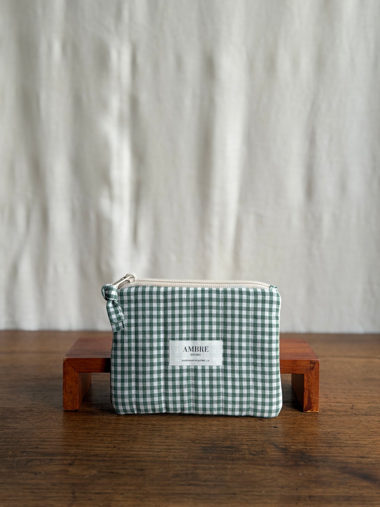 Petite pochette à carreaux vert