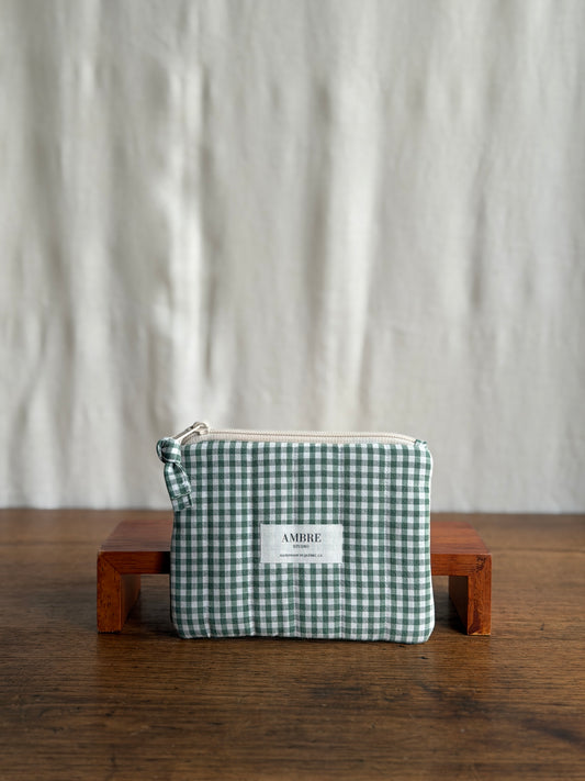 Petite pochette à carreaux vert
