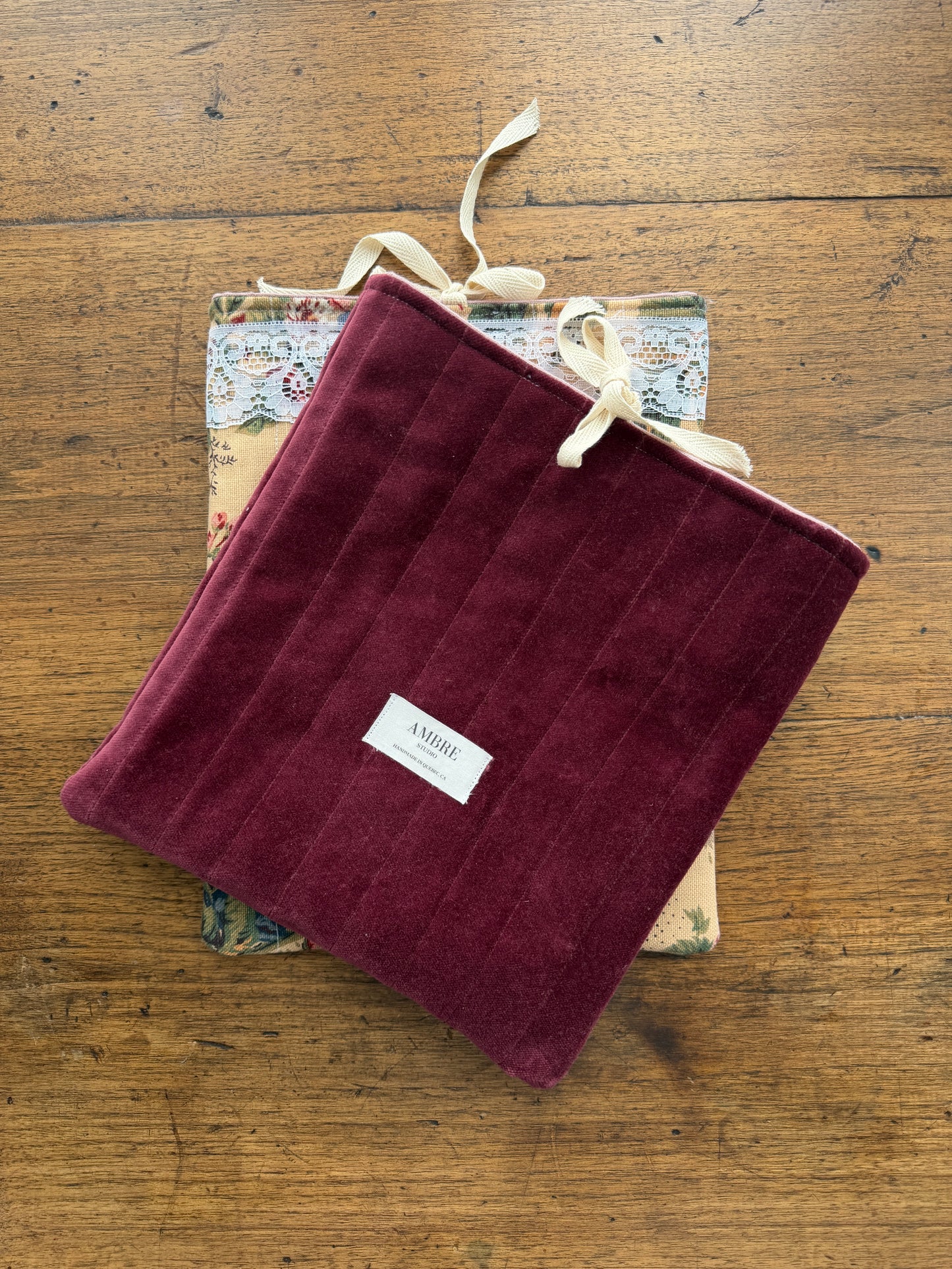 Pochette pour livres/ipad en velours rose