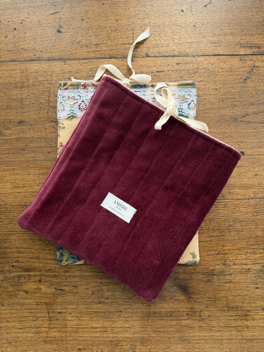 Pochette pour livres/ipad en velours rose